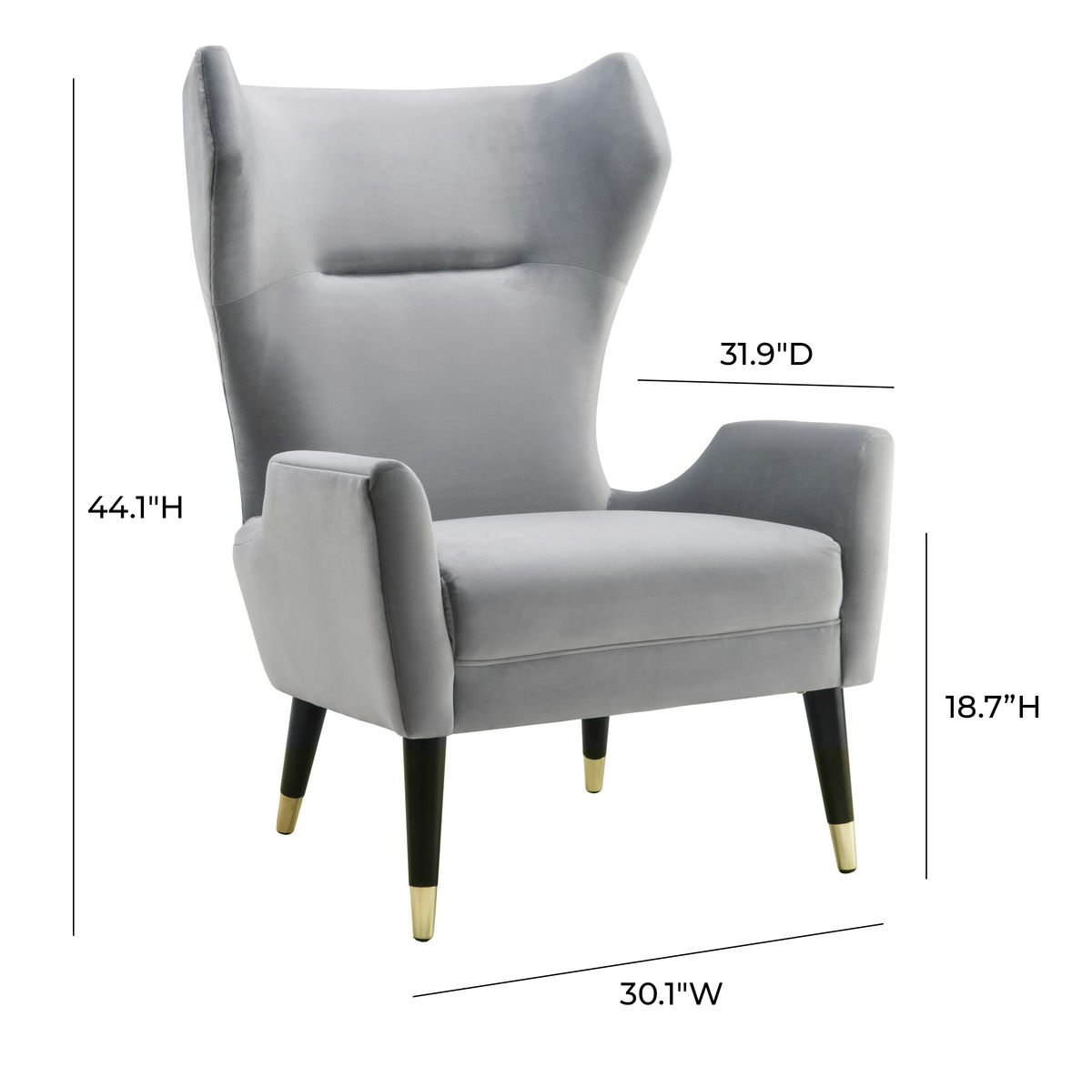 TOV Furniture Logan Grey Velvet Chair