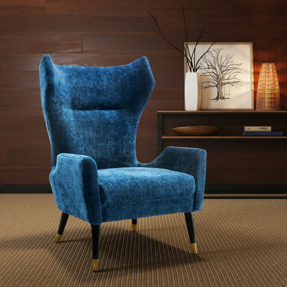 TOV Furniture Logan Navy Velvet Chair