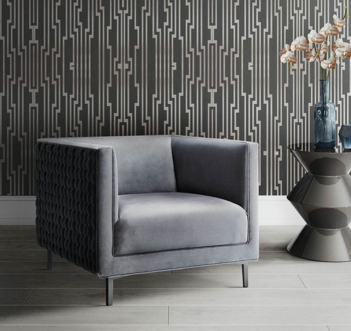 TOV Furniture Sal Grey Woven Chair