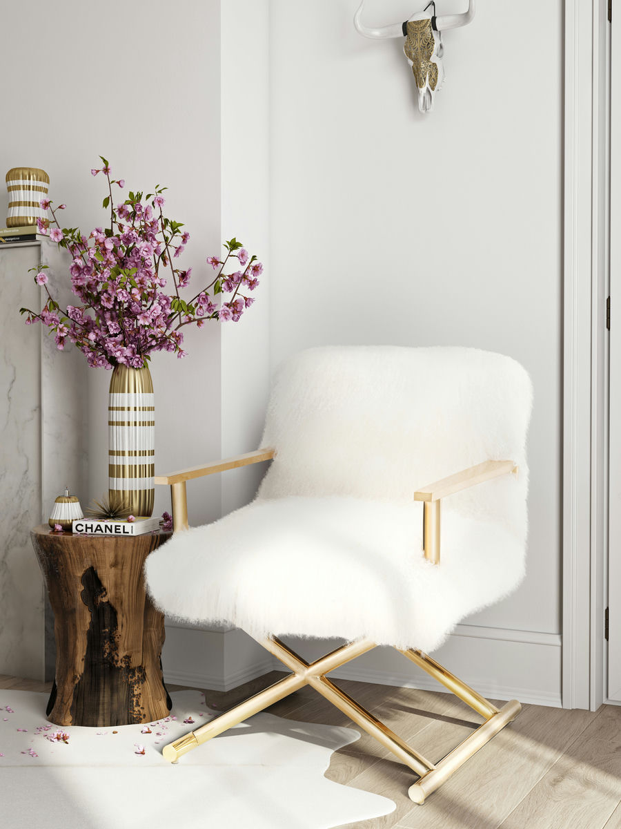 TOV Furniture Jodi White Sheepskin Chair