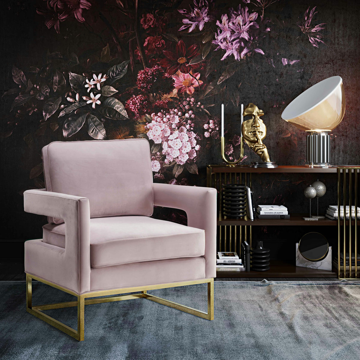 TOV Furniture Avery Blush Velvet Chair