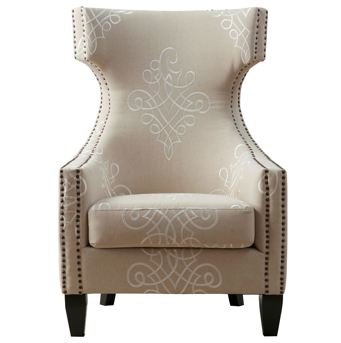 TOV Furniture Gramercy Embroidered Linen Wing Chair