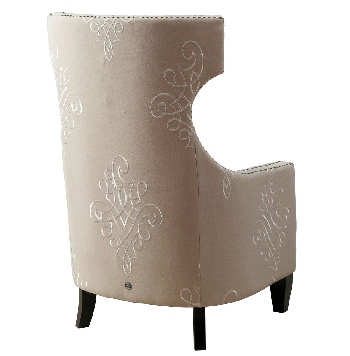 TOV Furniture Gramercy Embroidered Linen Wing Chair