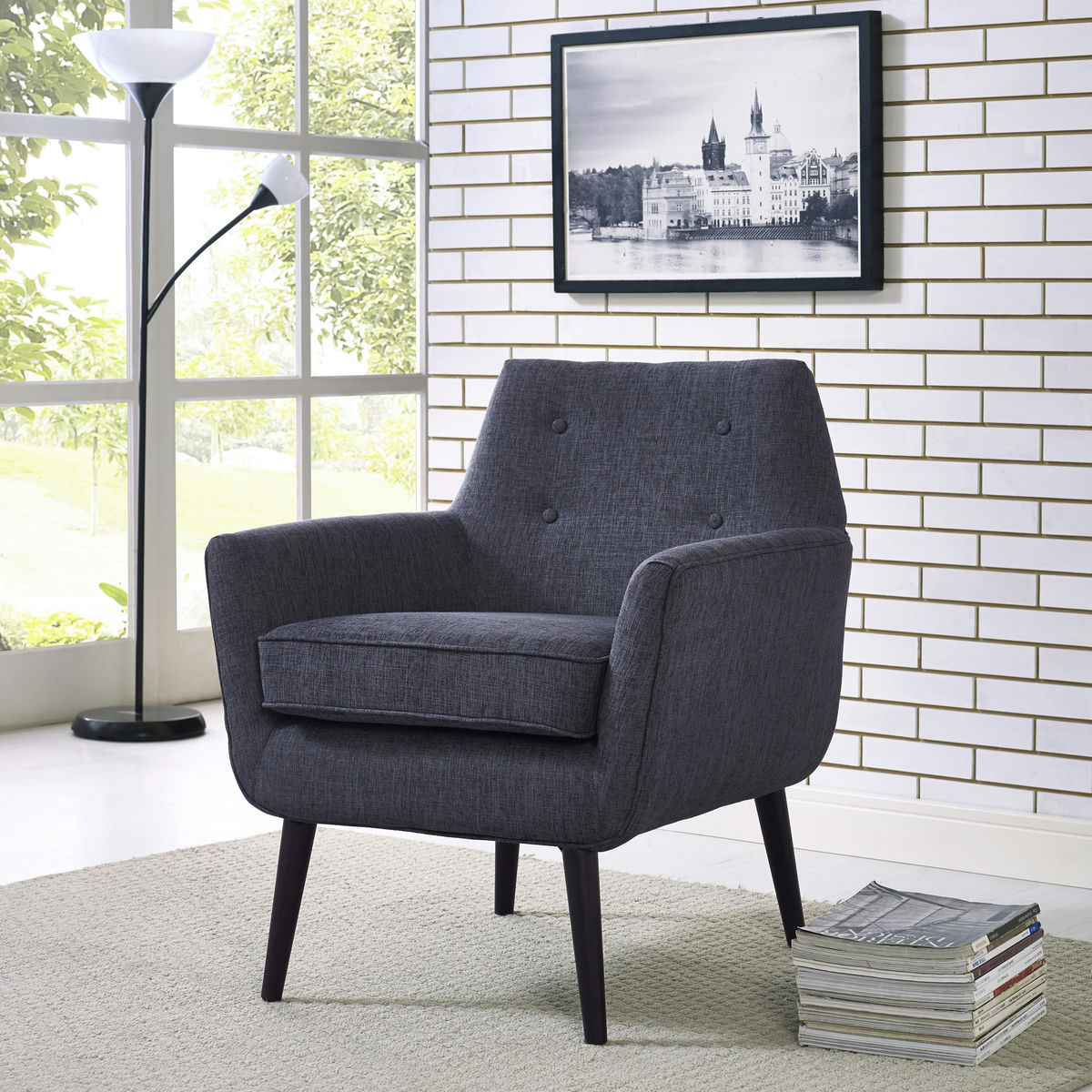 TOV Furniture Clyde Navy Linen Chair