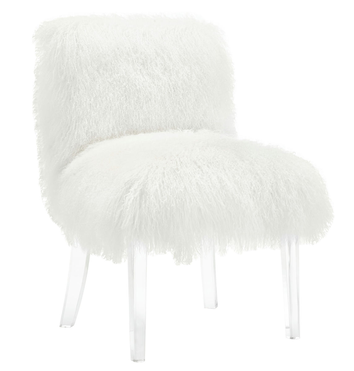 TOV Furniture Sophie White Sheepskin Lucite Chair