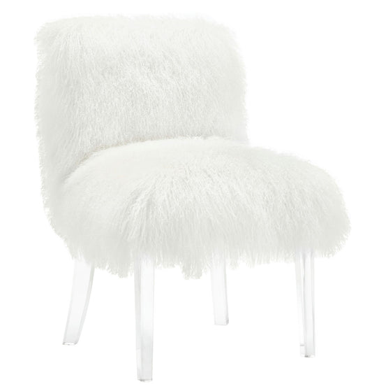 TOV Furniture Sophie White Sheepskin Lucite Chair
