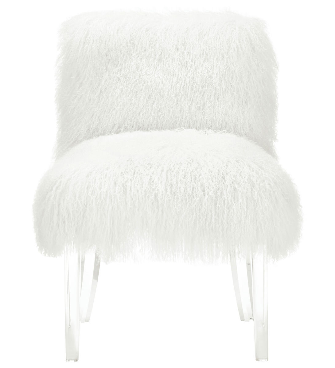 TOV Furniture Sophie White Sheepskin Lucite Chair