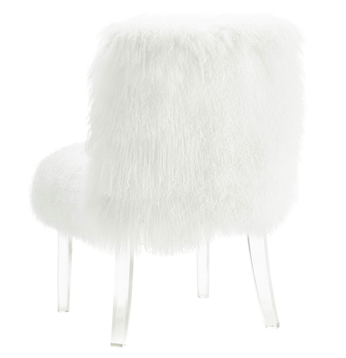 TOV Furniture Sophie White Sheepskin Lucite Chair