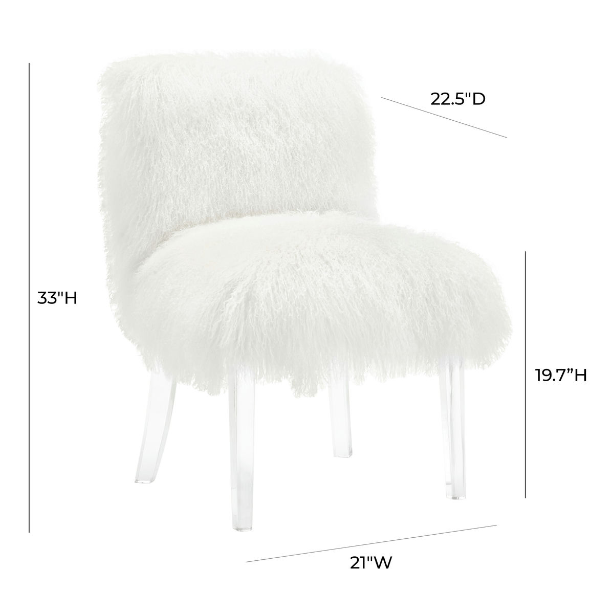 TOV Furniture Sophie White Sheepskin Lucite Chair