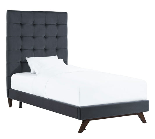 TOV Furniture Eden Grey Velvet Bed in Twin
