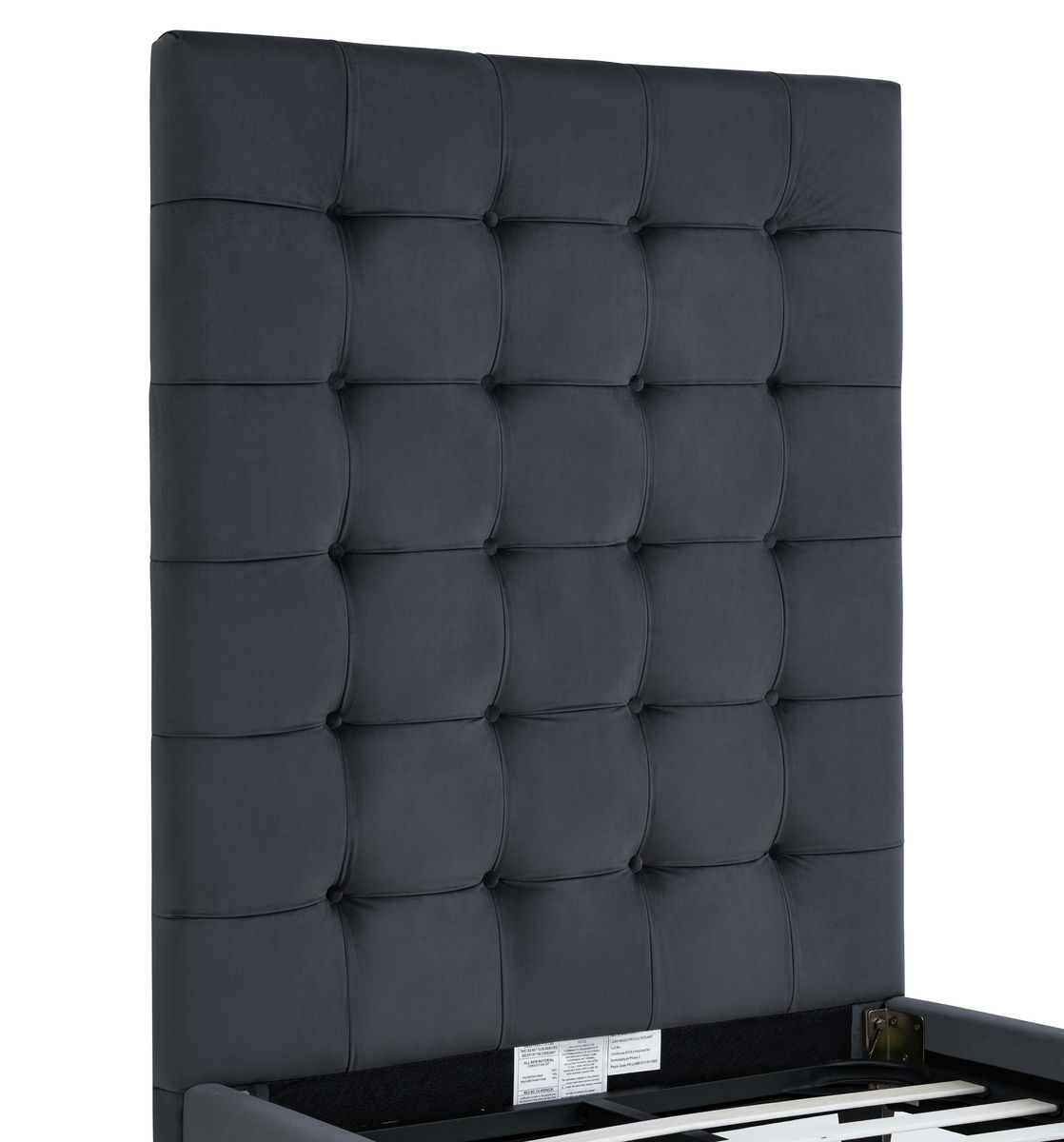 TOV Furniture Eden Grey Velvet Bed in Twin