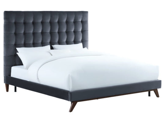 TOV Furniture Eden Grey Velvet Bed in Queen