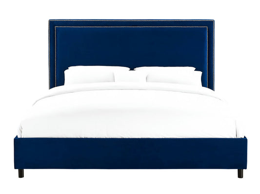 TOV Furniture Reed Navy Velvet Bed in King