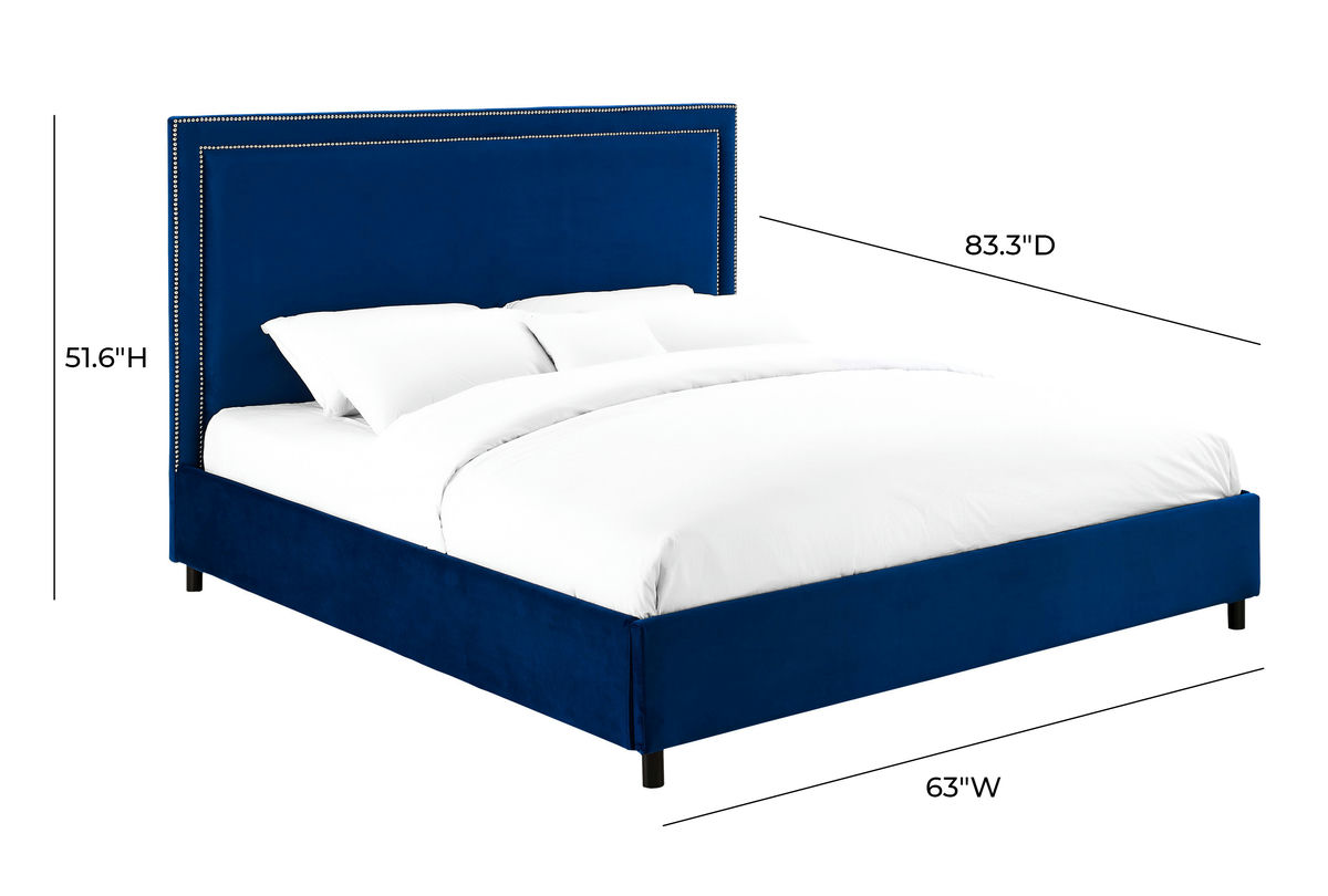 TOV Furniture Reed Navy Velvet Bed in Queen