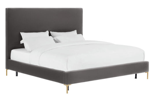 TOV Furniture Delilah Grey Velvet Bed in Queen