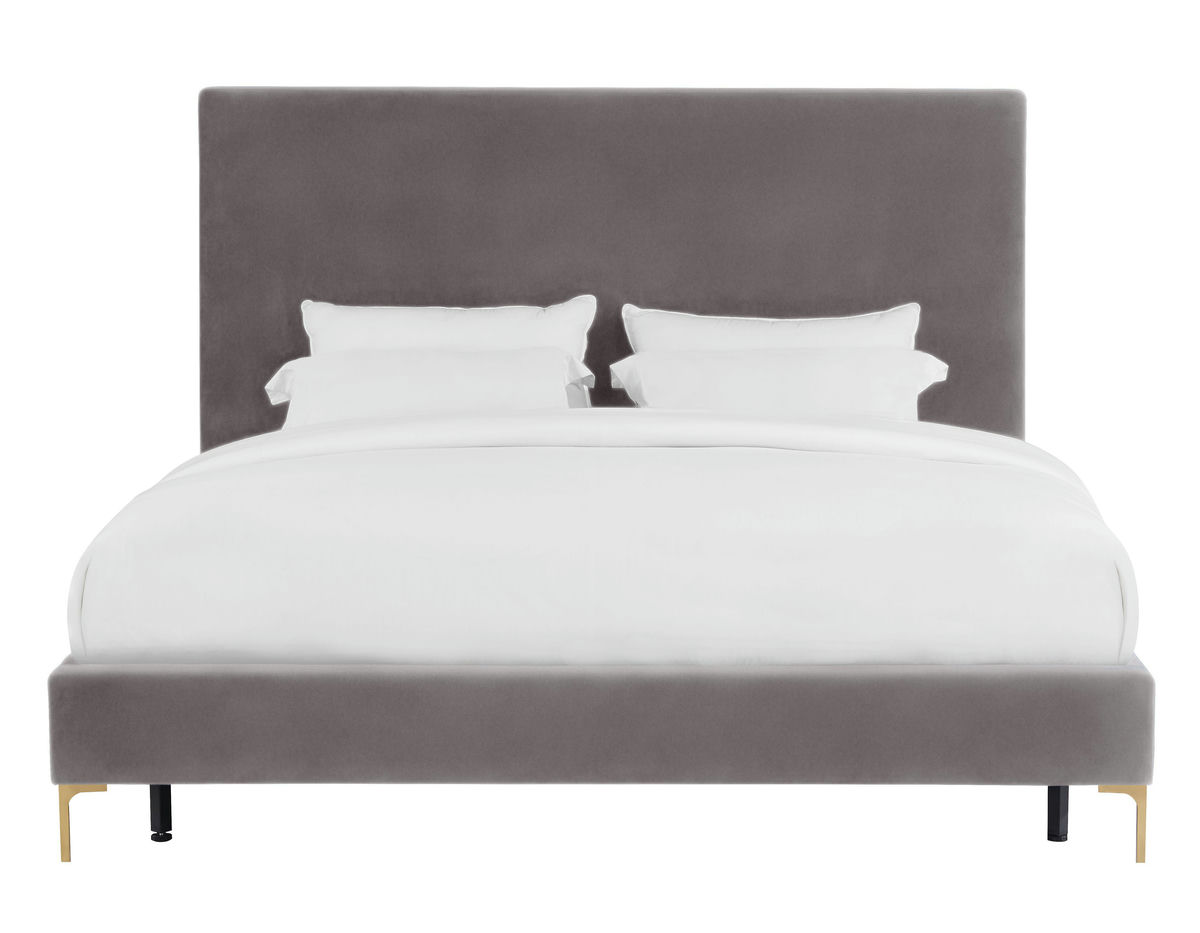 TOV Furniture Delilah Grey Velvet Bed in Queen