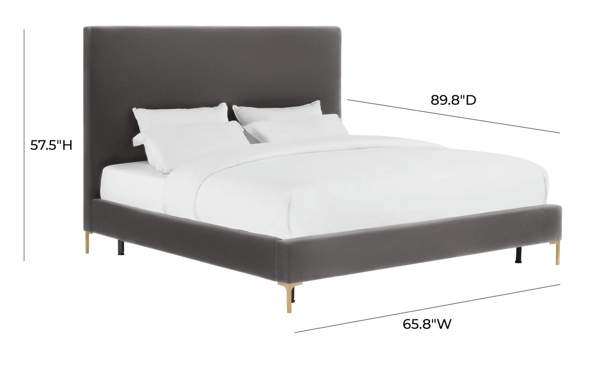 TOV Furniture Delilah Grey Velvet Bed in Queen