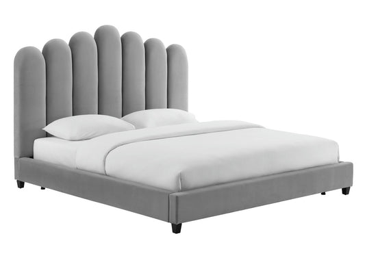 TOV Furniture Celine Grey Velvet Bed in Queen