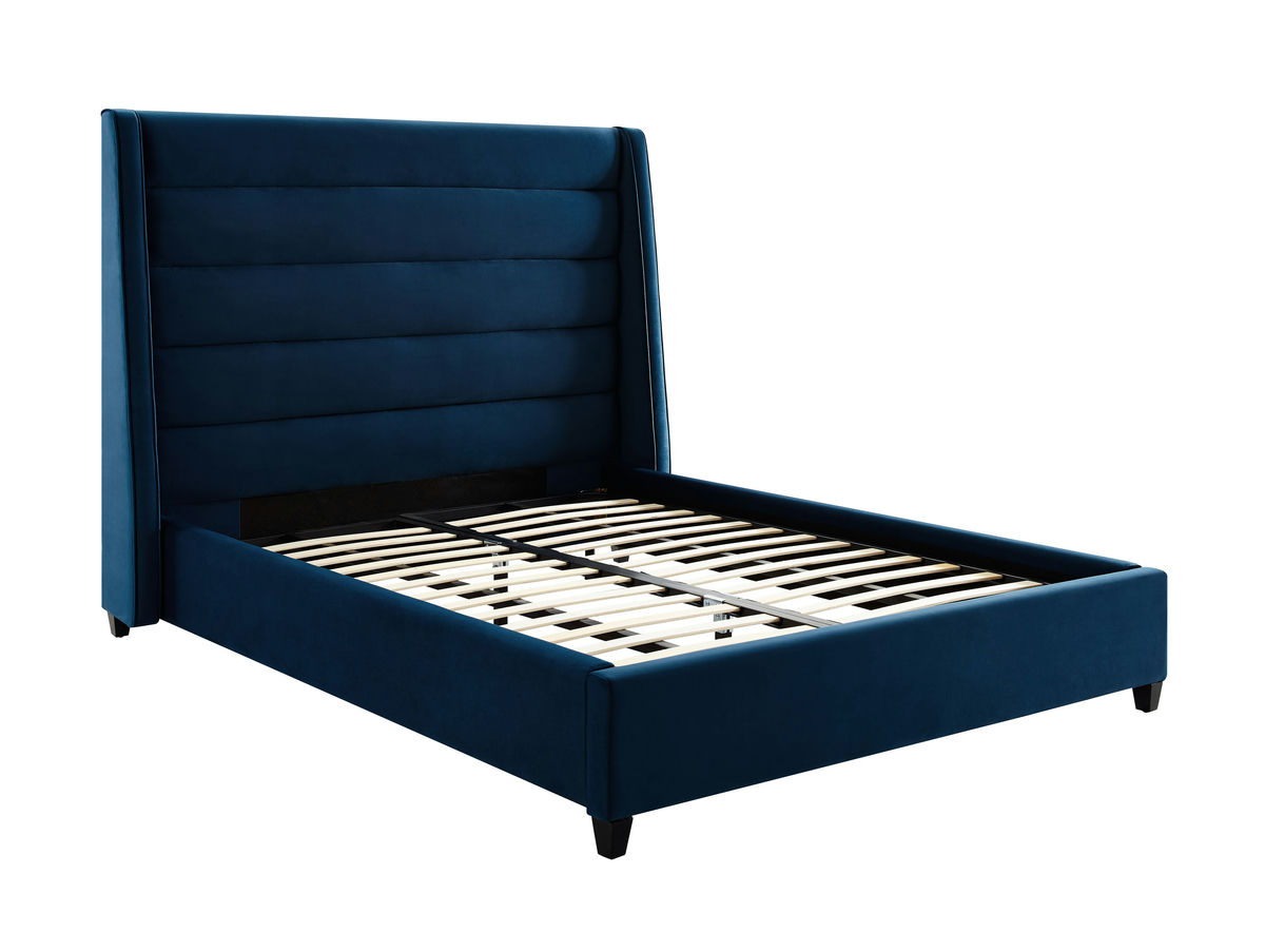 TOV Furniture Koah Navy Velvet Bed in Queen