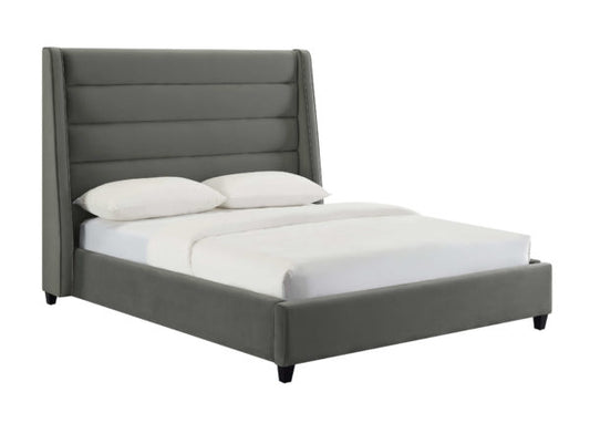 TOV Furniture Koah Grey Velvet Bed in King