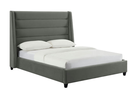 TOV Furniture Koah Grey Velvet Bed in Queen