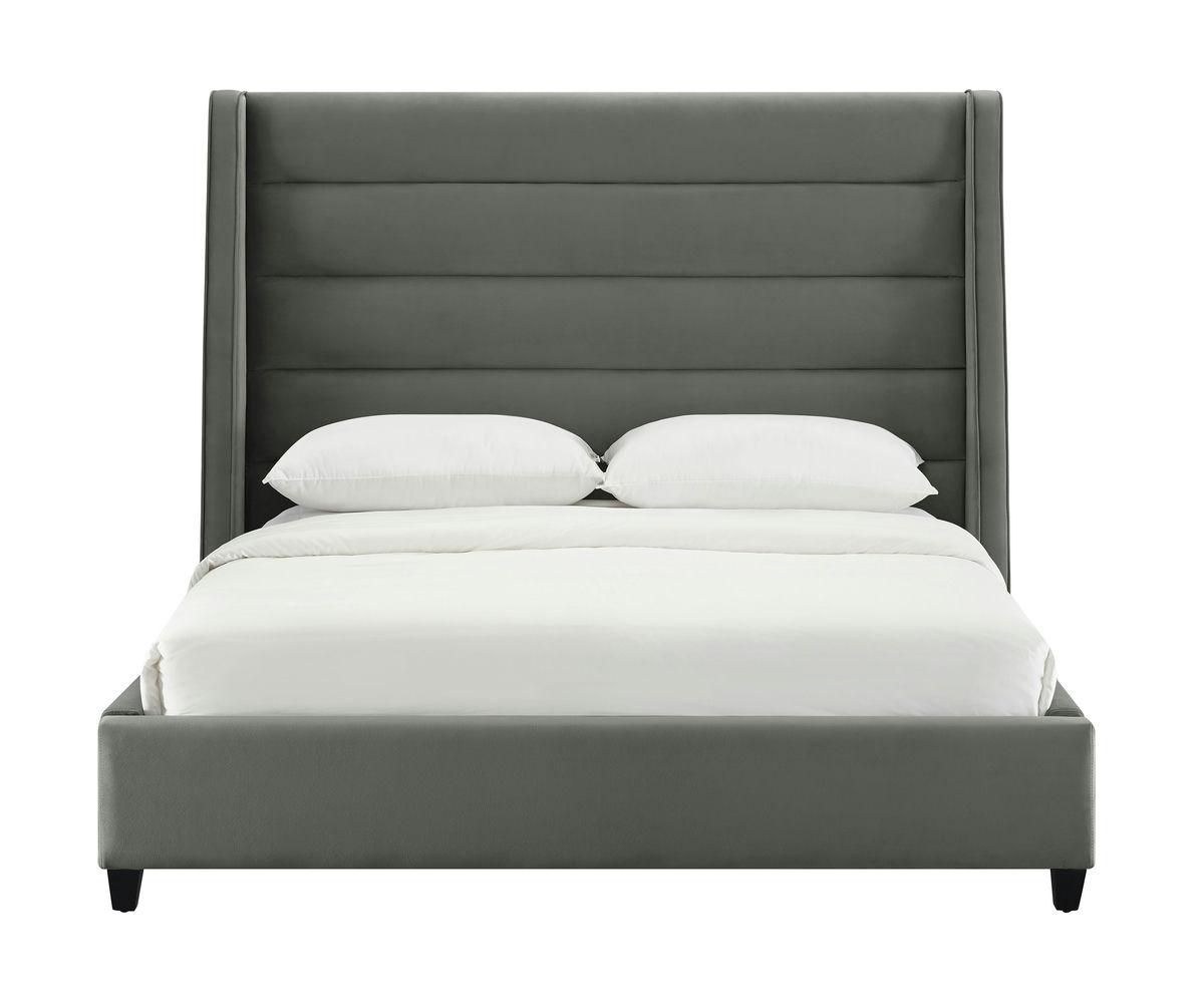 TOV Furniture Koah Grey Velvet Bed in Queen