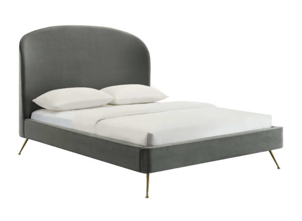 TOV Furniture Vivi Grey Velvet Bed in King