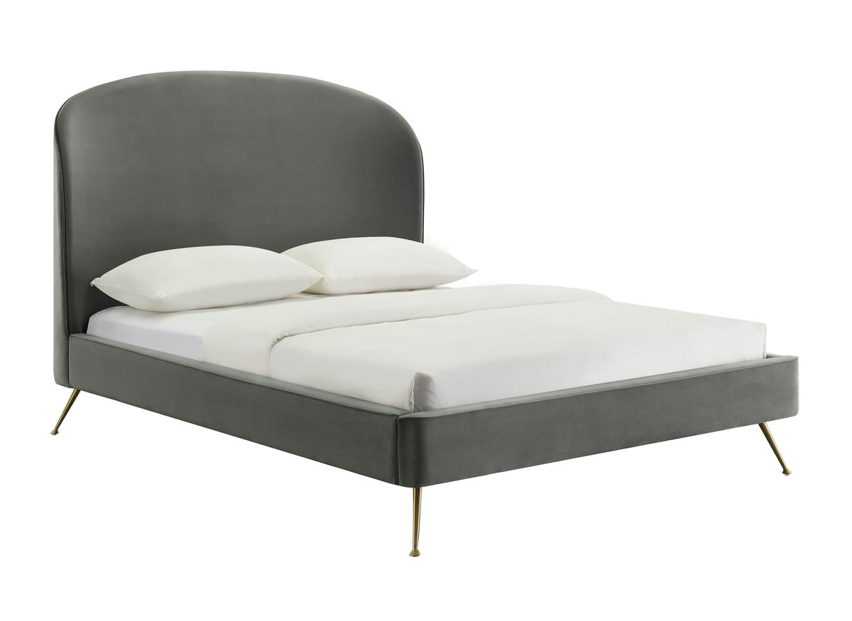 TOV Furniture Vivi Grey Velvet Bed in Queen