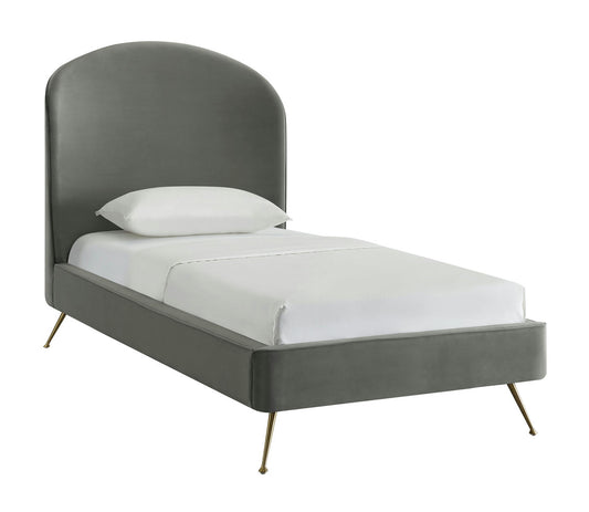 TOV Furniture Vivi Grey Velvet Bed in Twin