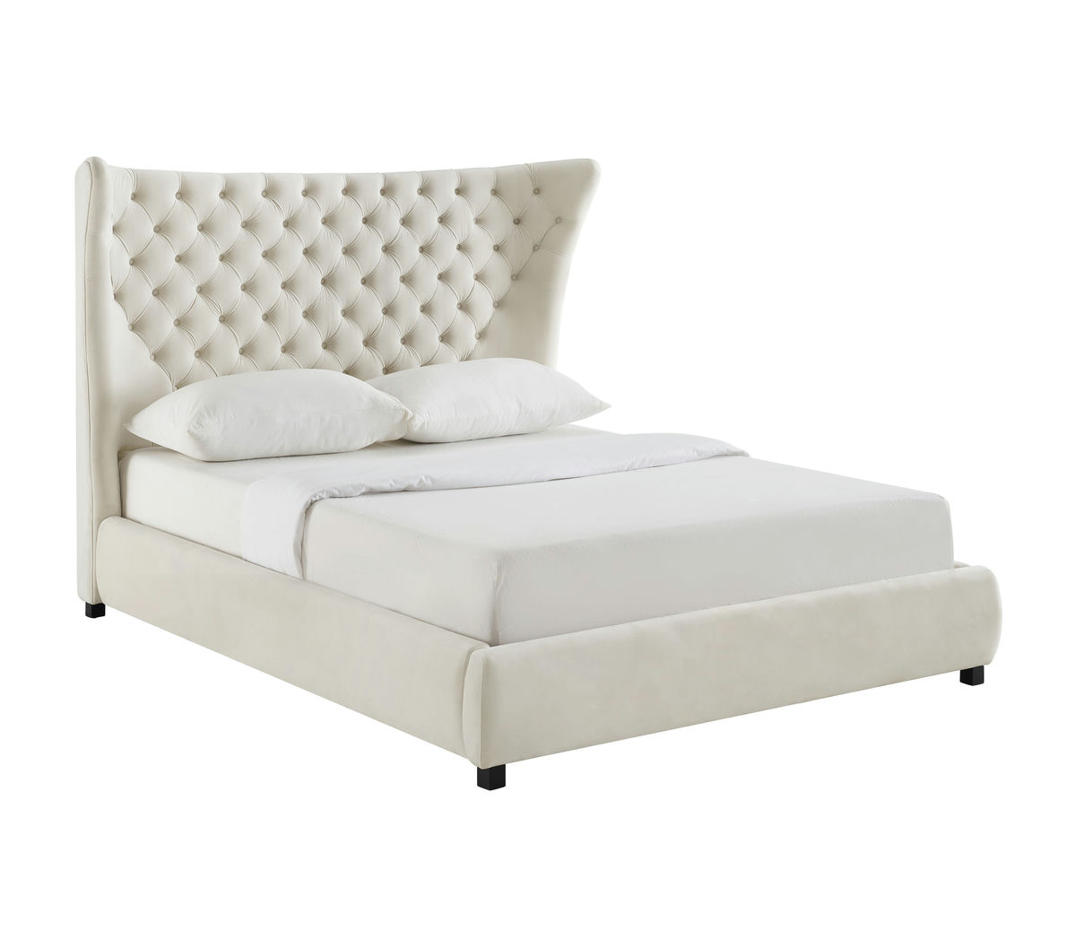 TOV Furniture Sassy Cream Velvet Queen Bed