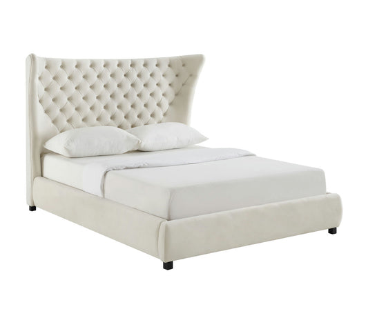 TOV Furniture Sassy Cream Velvet Queen Bed