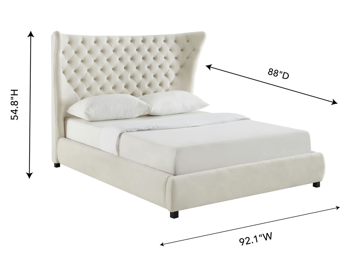 TOV Furniture Sassy Cream Velvet Queen Bed