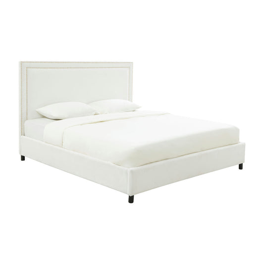 TOV Furniture Reed White Velvet Bed in King