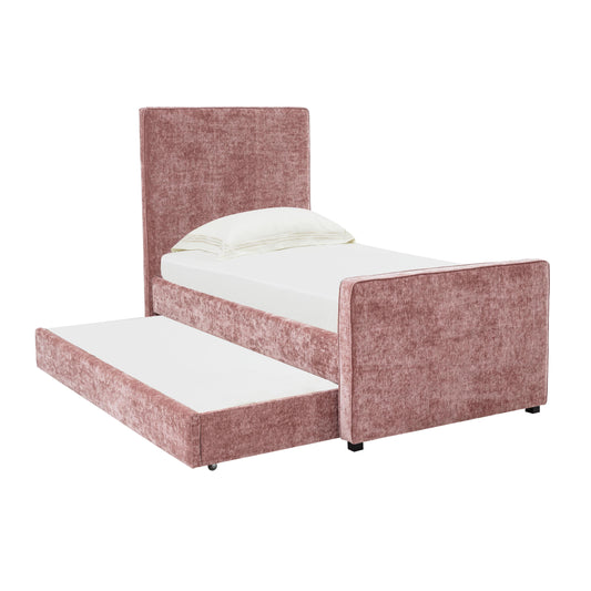 TOV Furniture Delilah Blush Textured Velvet Trundle in Twin