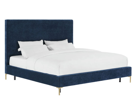 TOV Furniture Delilah Navy Textured Velvet Bed in King
