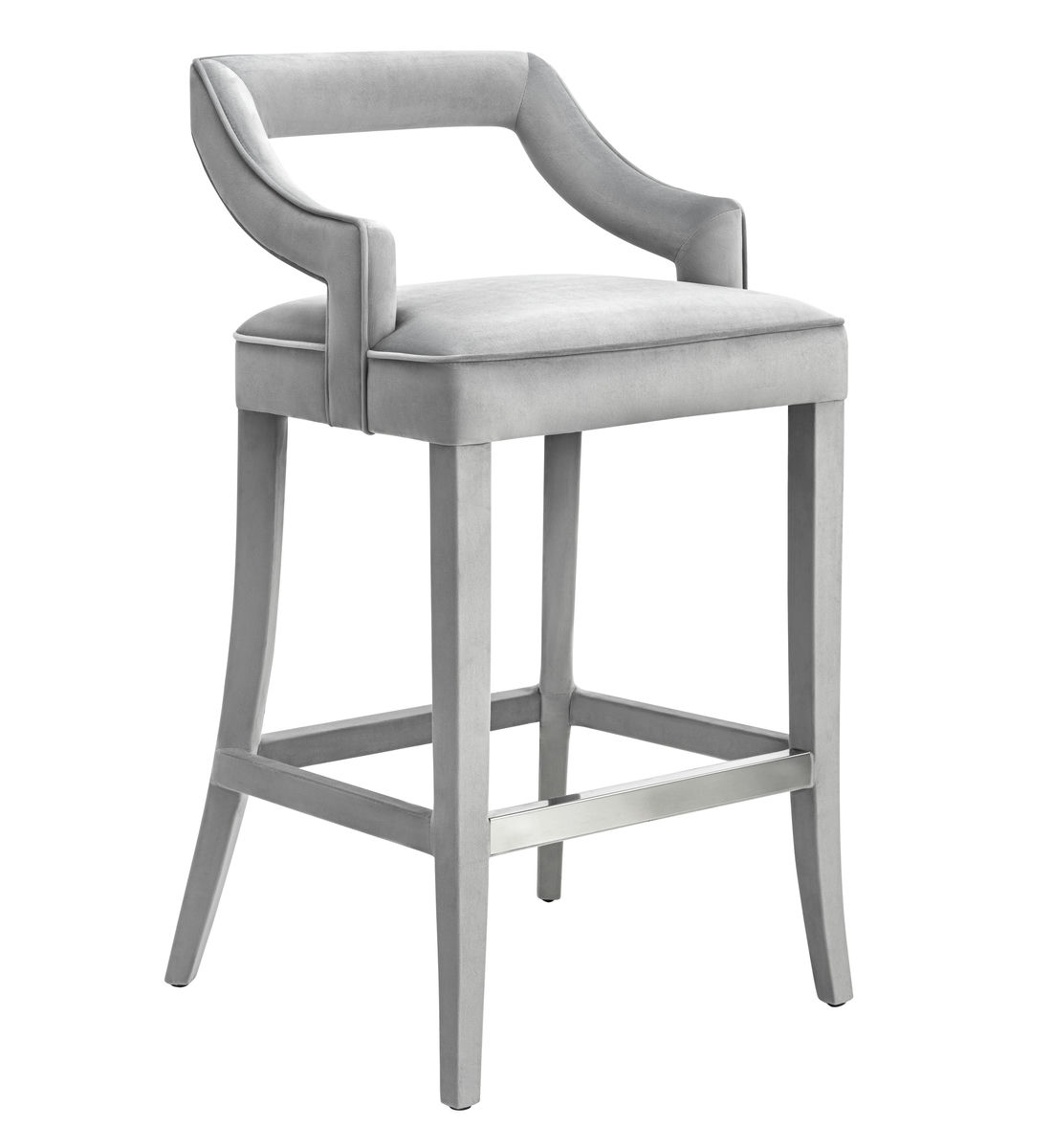 TOV Furniture Tiffany Grey Velvet Bar Stool