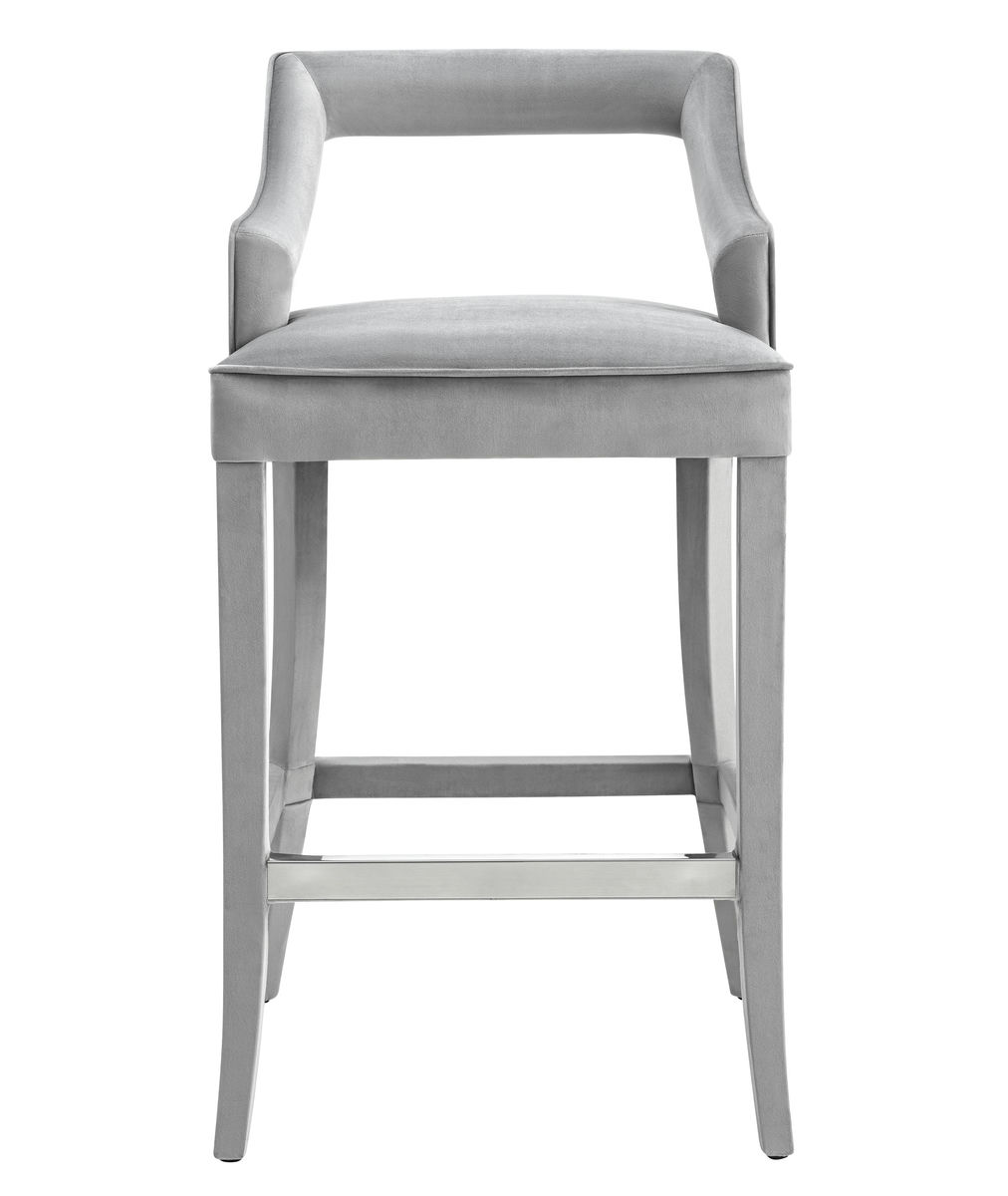 TOV Furniture Tiffany Grey Velvet Bar Stool