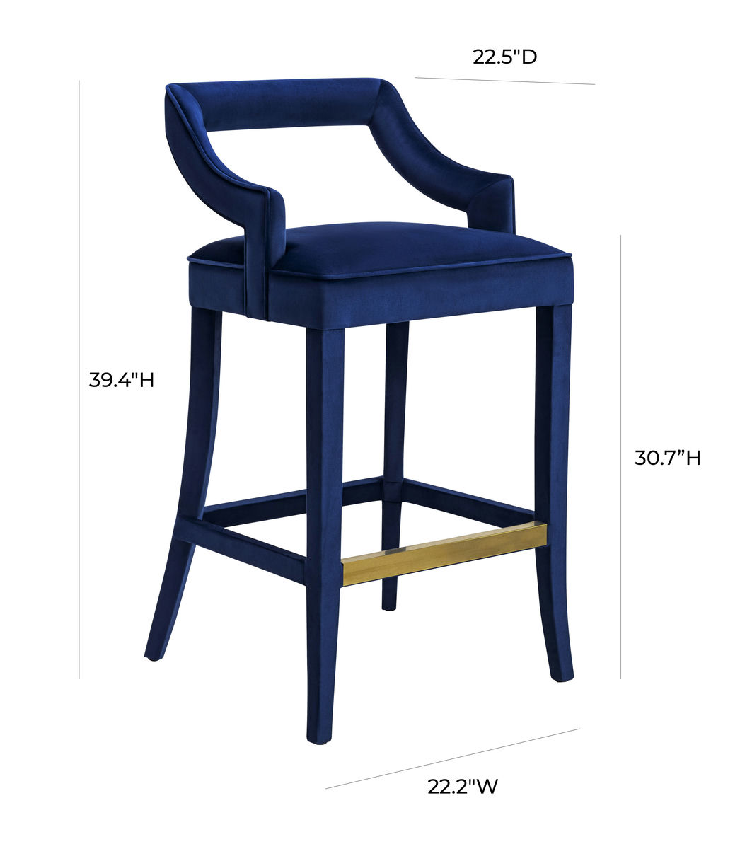 TOV Furniture Tiffany Navy Velvet Bar Stool