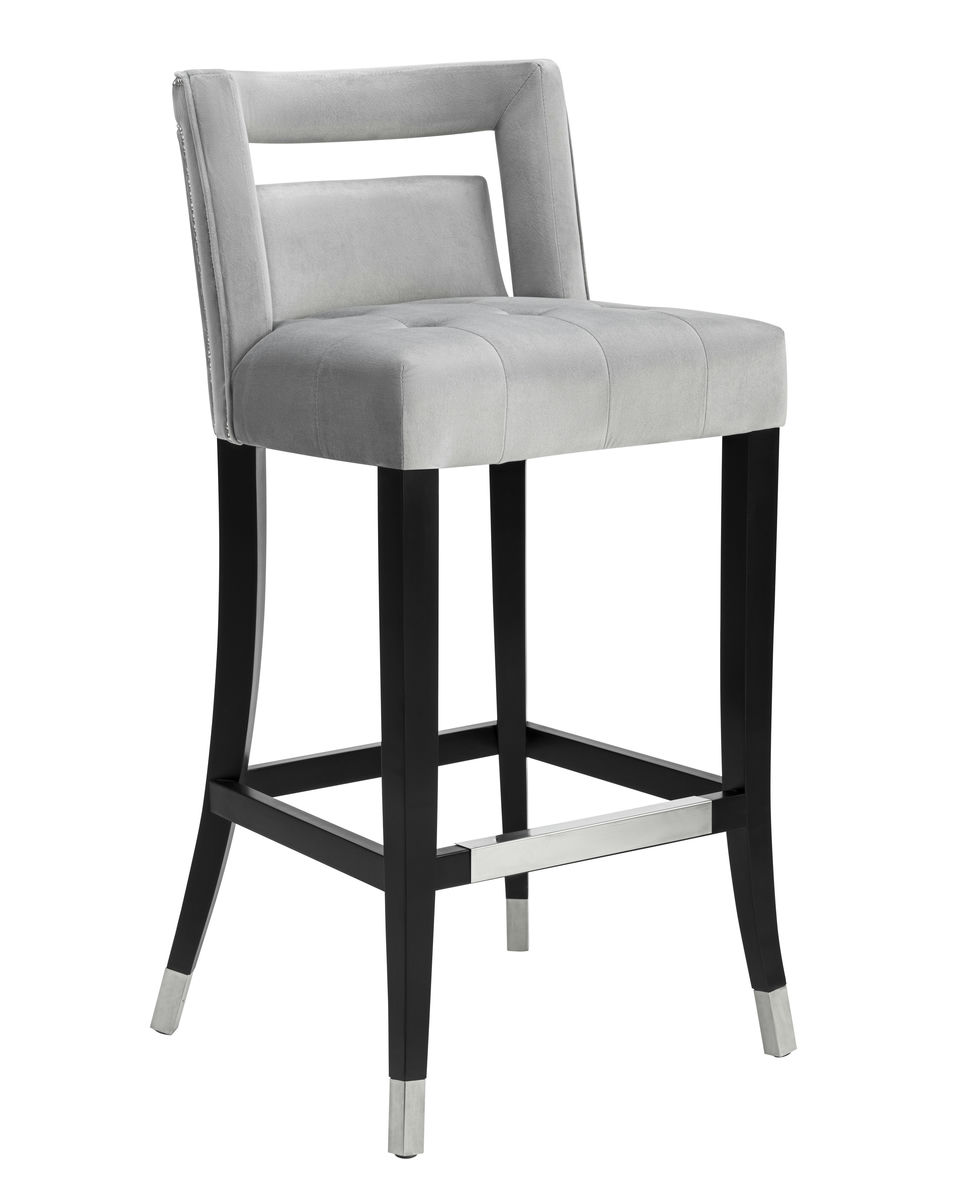 TOV Furniture Hart Grey Velvet Bar Stool