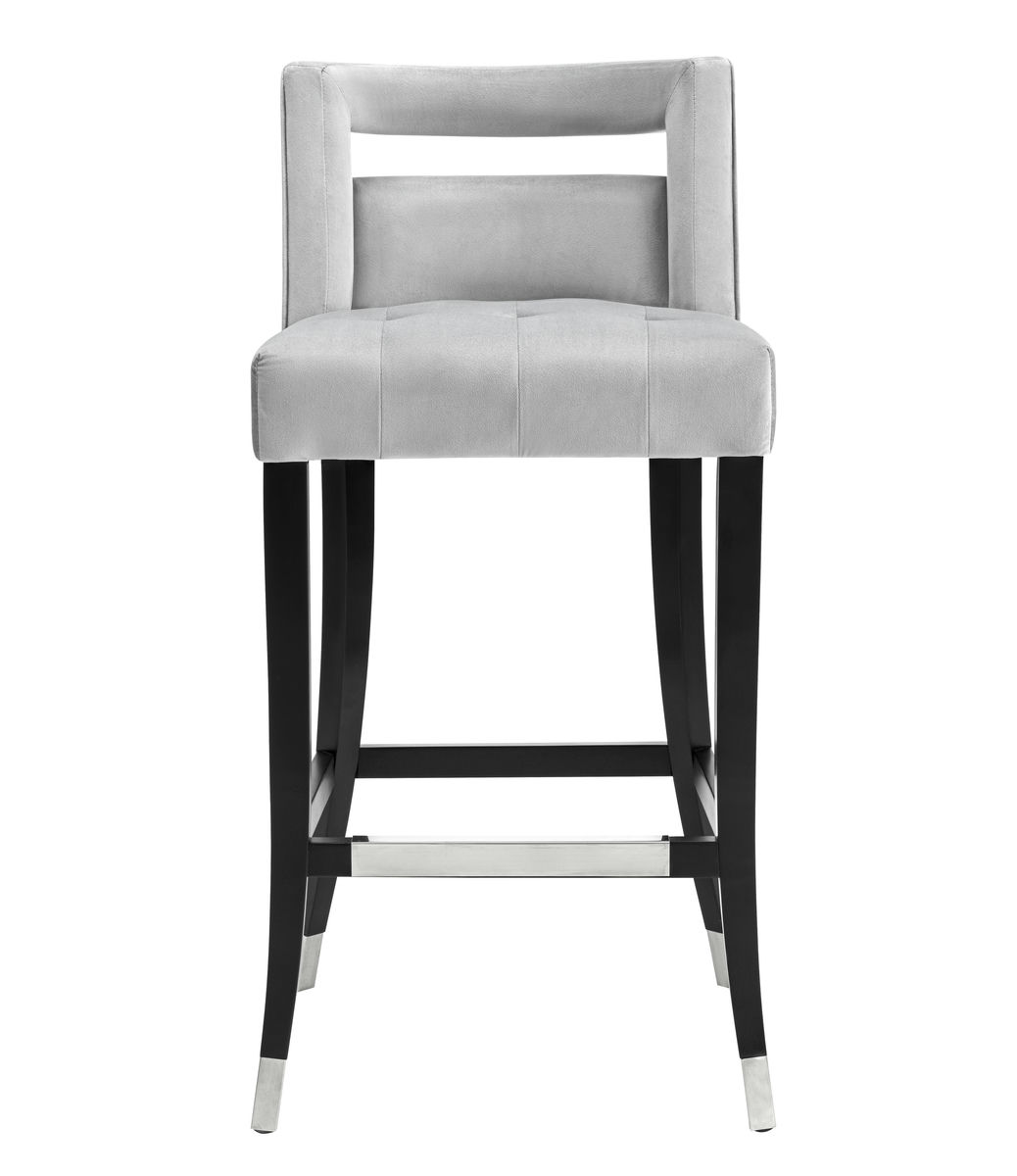 TOV Furniture Hart Grey Velvet Bar Stool