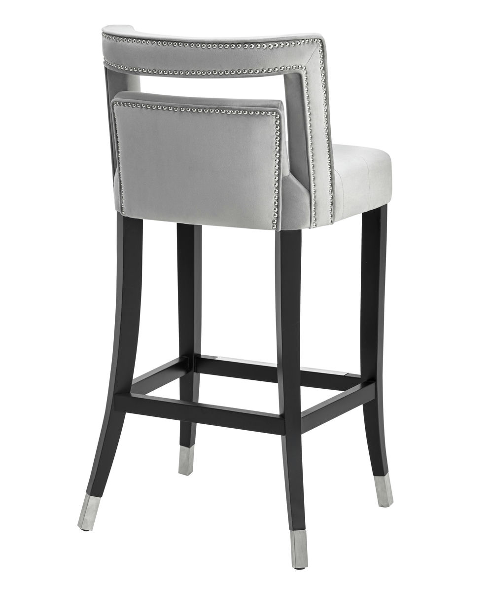 TOV Furniture Hart Grey Velvet Bar Stool