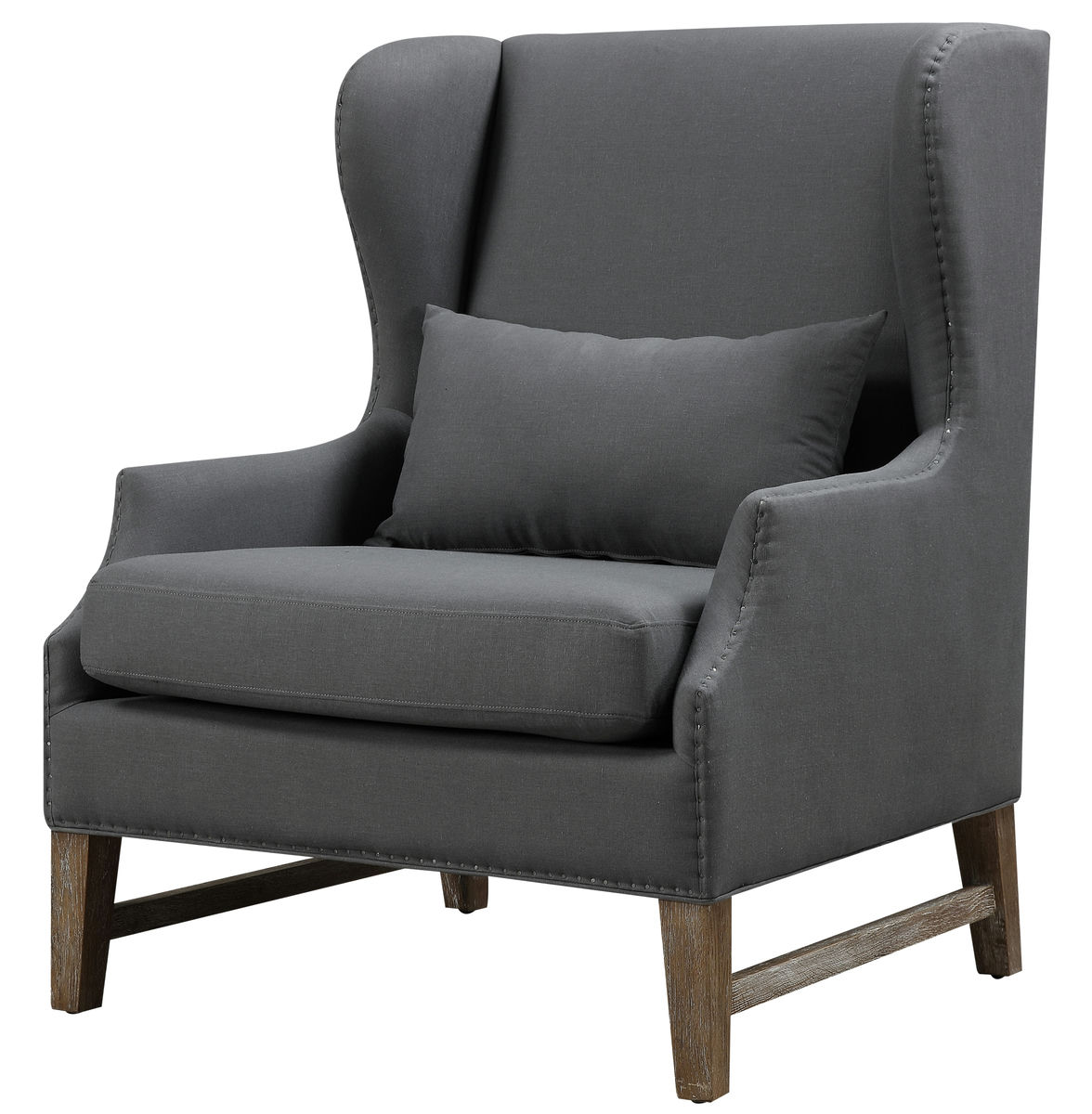 TOV Furniture Devon Grey Linen Wing Chair