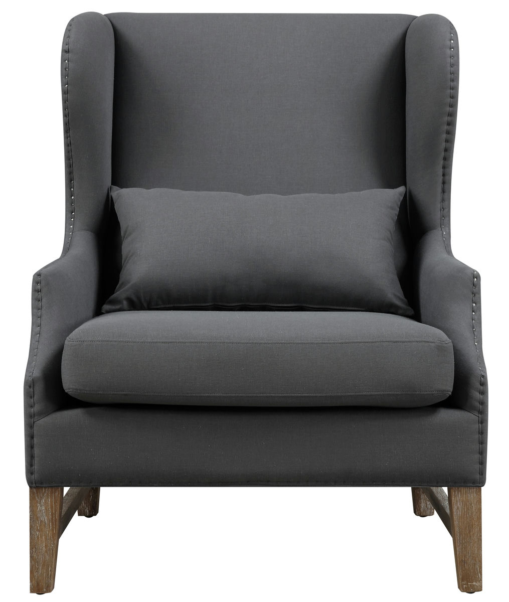 TOV Furniture Devon Grey Linen Wing Chair