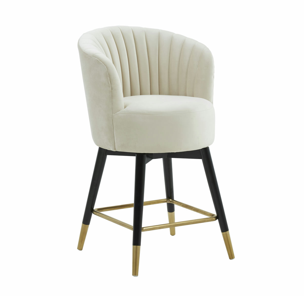 TOV Furniture Liana Cream Velvet Swivel Stool