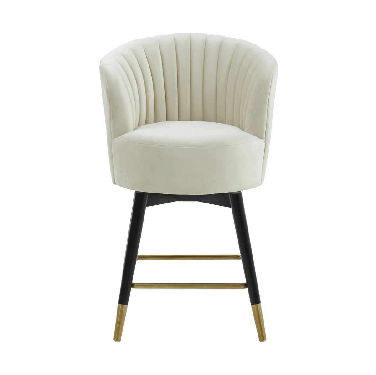 TOV Furniture Liana Cream Velvet Swivel Stool