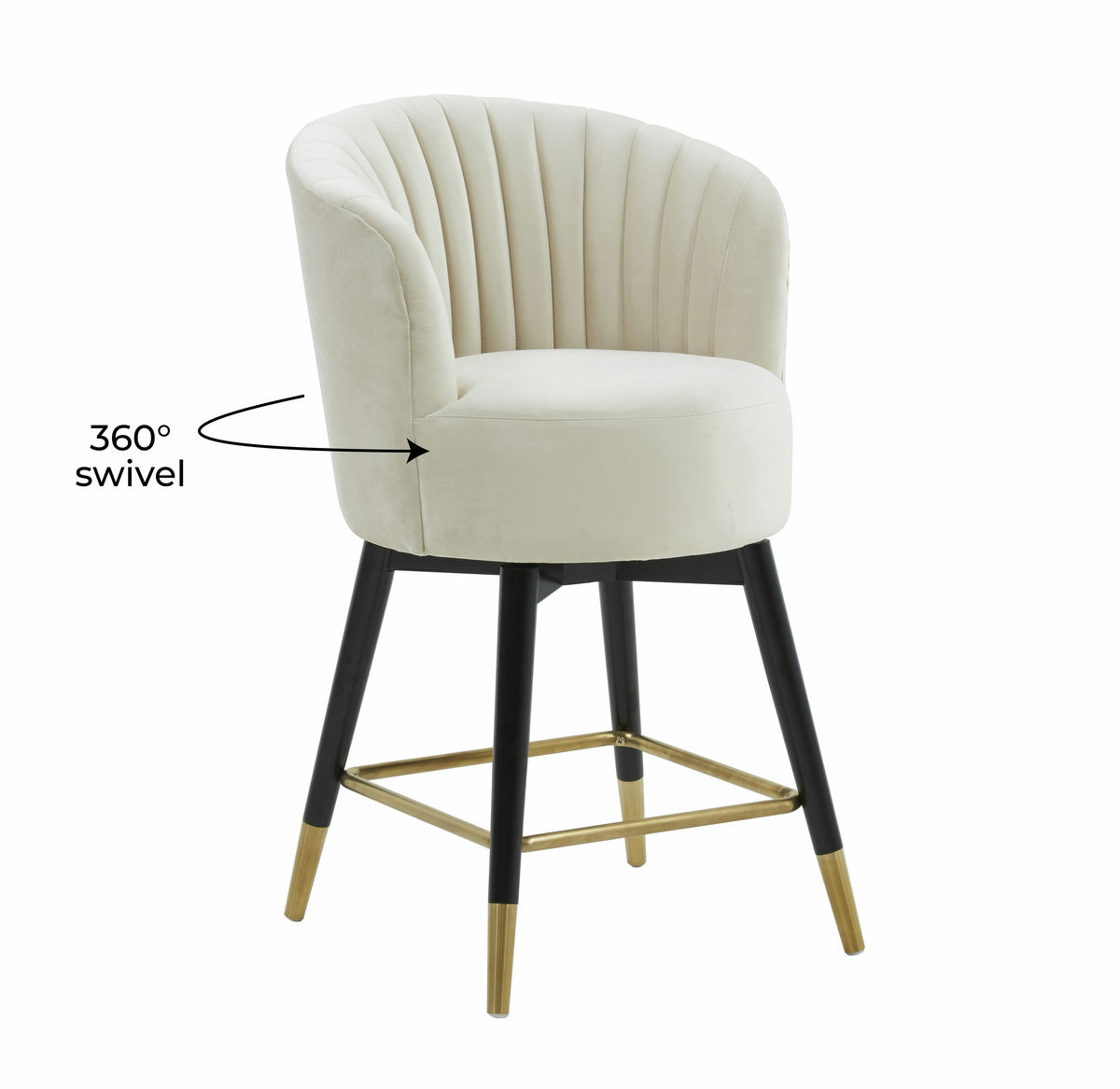 TOV Furniture Liana Cream Velvet Swivel Stool