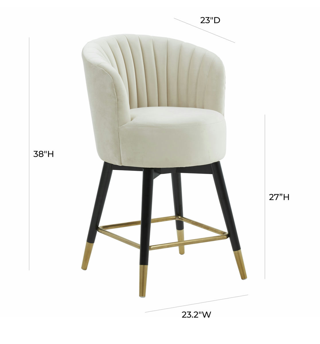 TOV Furniture Liana Cream Velvet Swivel Stool