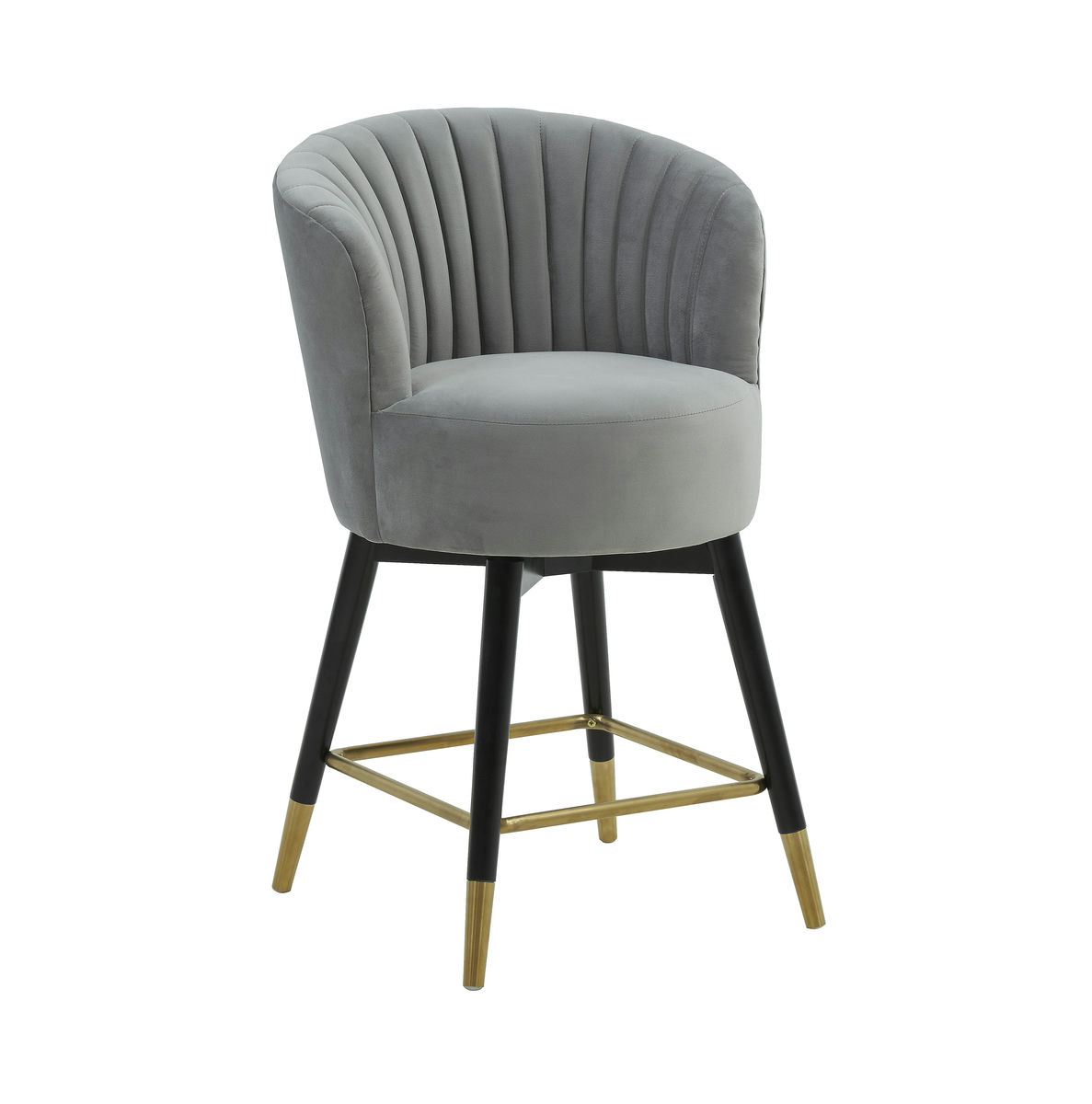 TOV Furniture Liana Grey Velvet Swivel Stool