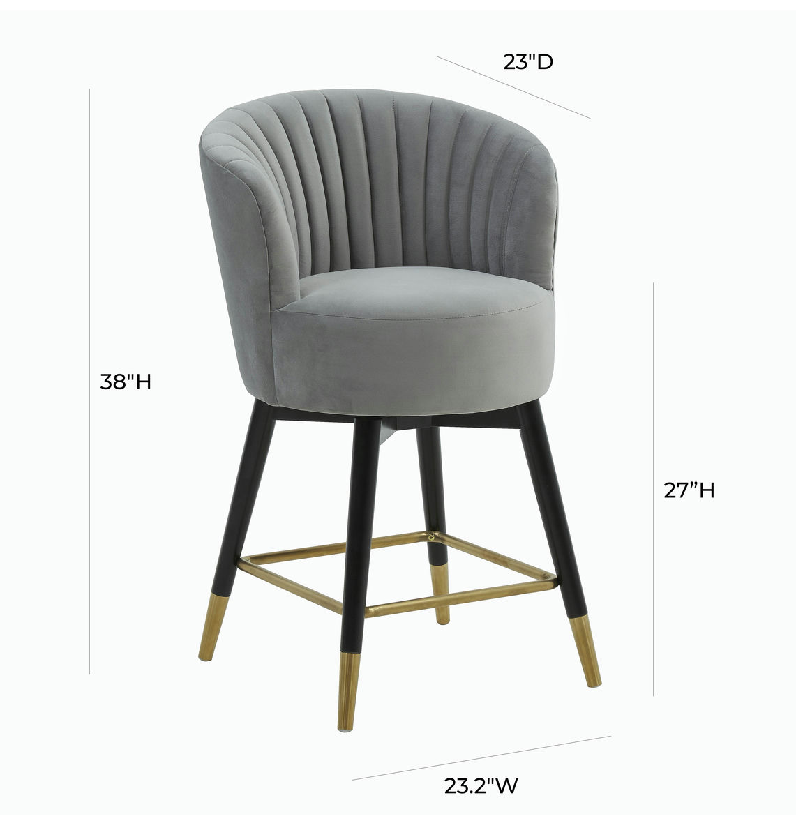 TOV Furniture Liana Grey Velvet Swivel Stool