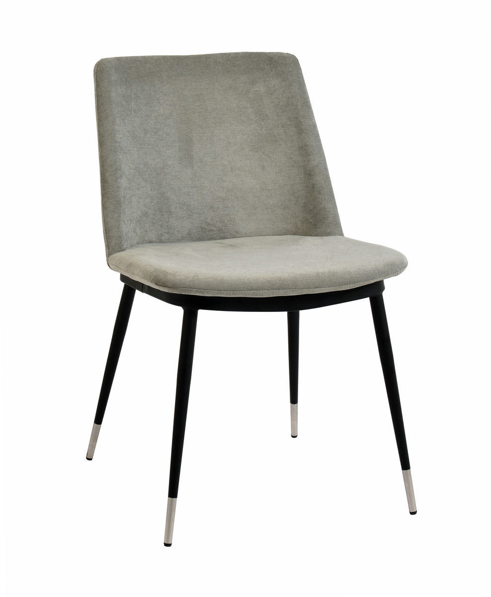 TOV Furniture Evora Grey Velvet Chair - Silver Legs (Set of 2)